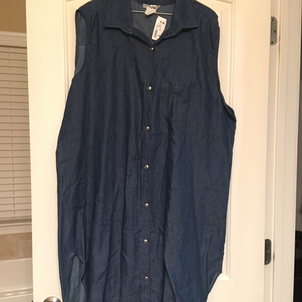 Chambray hi lo shirt dress